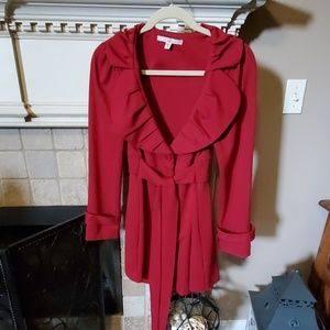 FEVER Deep Red Crimson Tailored Tie Front Jacket